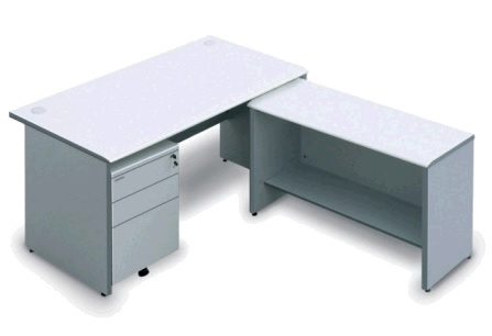 WD-2024 木製寫字檯連推三斗櫃桶+獨立側檯